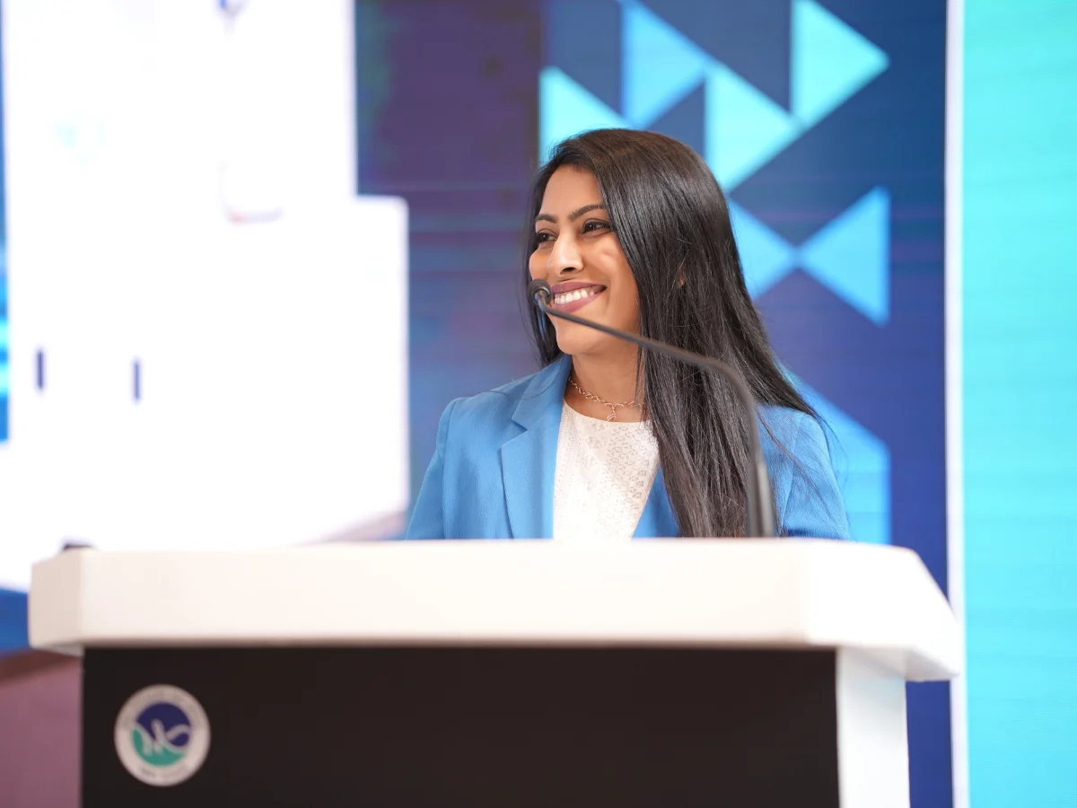 Emcee Raina Dsouza moderating medical conference panel